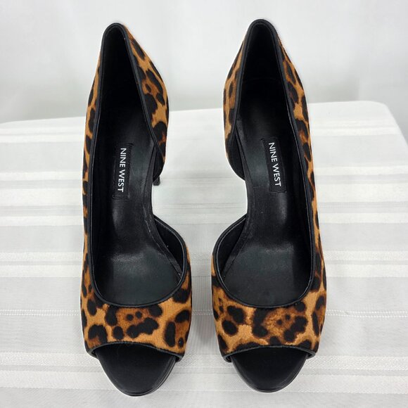 NINE WEST Expensive Platform Pump D'Orsay Leopard Hair Shoes Heels 7.5 NWOB - Picture 7 of 10